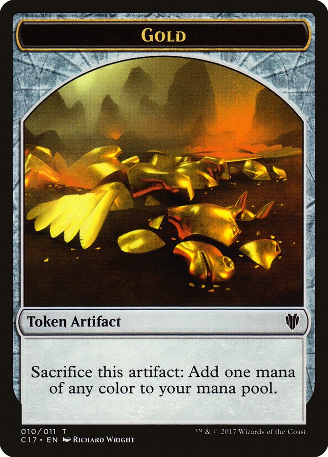 Dragon (007) // Gold (010) Double-Sided Token [Commander 2017 Tokens] | Gear Gaming Fayetteville