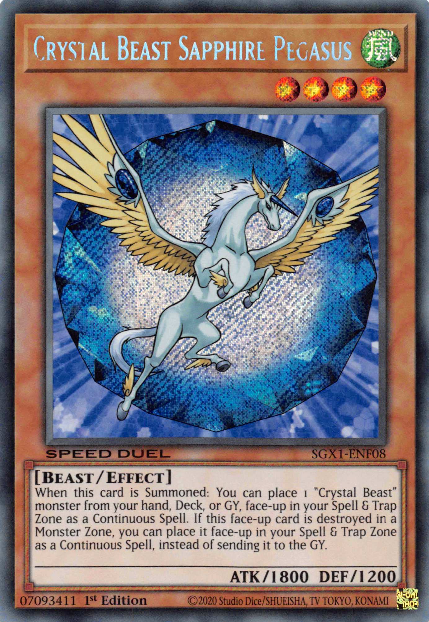 Crystal Beast Sapphire Pegasus [SGX1-ENF08] Secret Rare | Gear Gaming Fayetteville