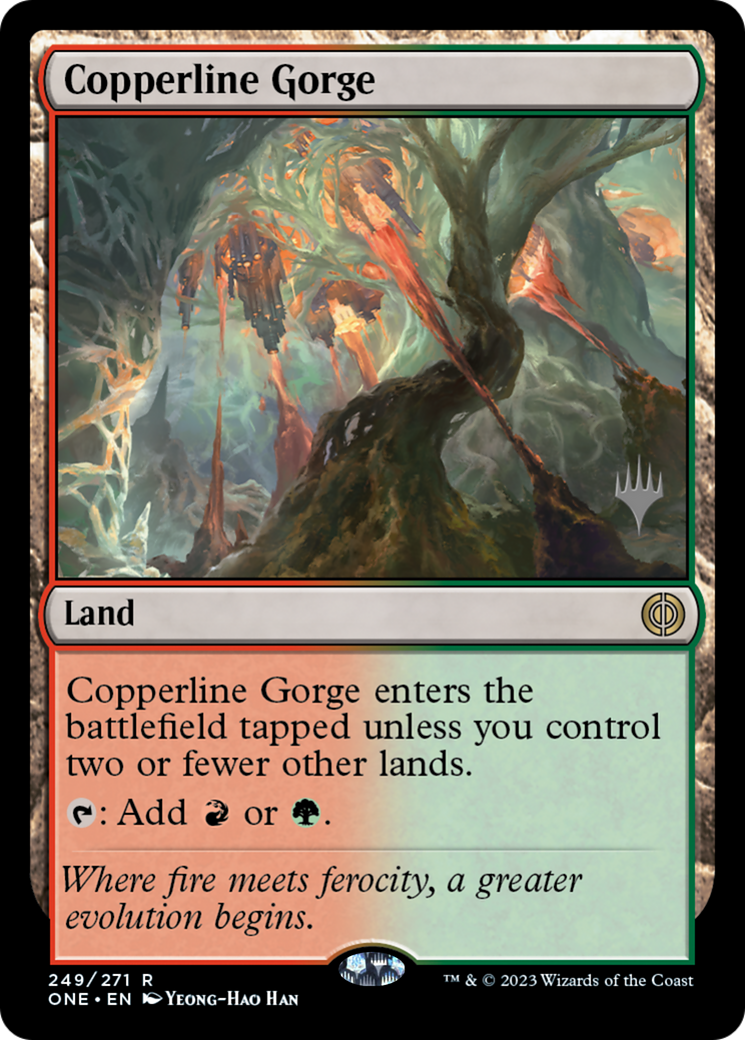 Copperline Gorge (Promo Pack) [Phyrexia: All Will Be One Promos] | Gear Gaming Fayetteville