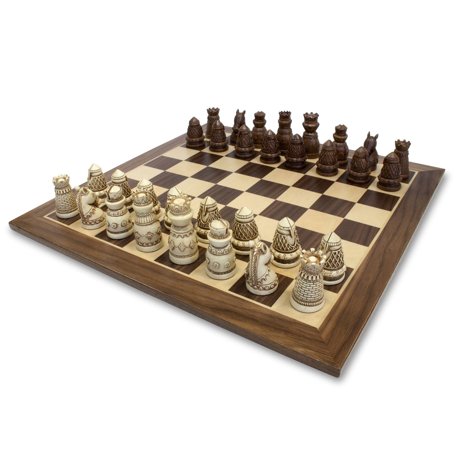 Medieval Chess Set – Polystone Pieces with a Wooden Board 15 in. | Gear Gaming Fayetteville