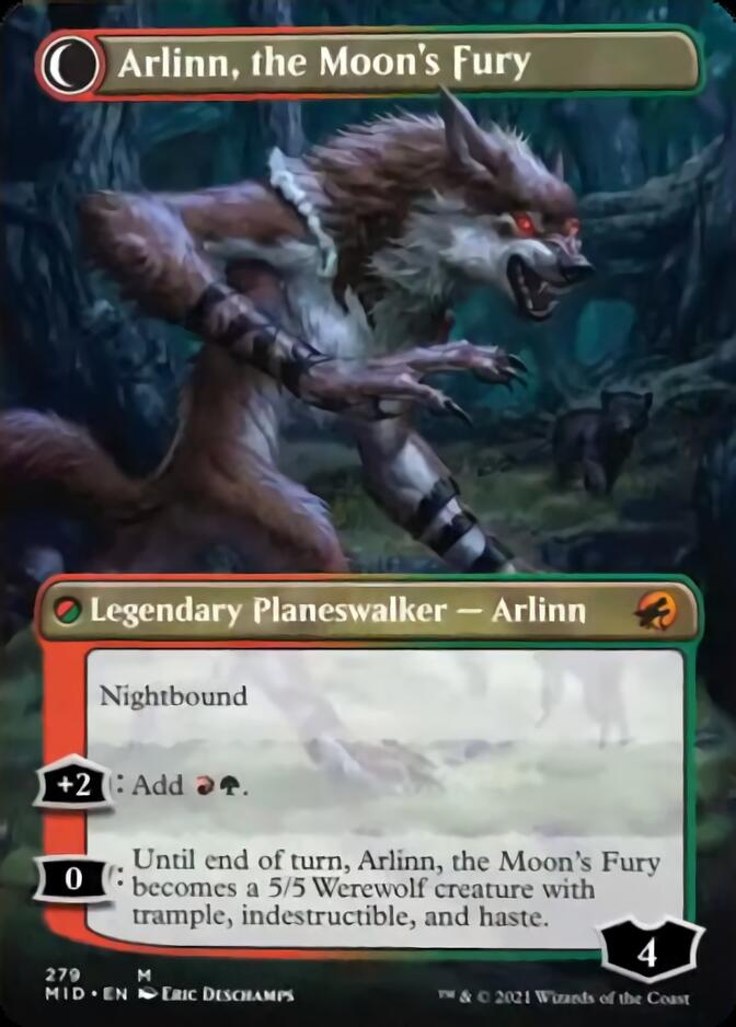 Arlinn, the Pack's Hope // Arlinn, the Moon's Fury (Borderless) [Innistrad: Midnight Hunt] | Gear Gaming Fayetteville