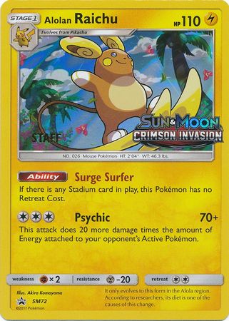 Alolan Raichu (SM72) (Staff Prerelease Promo) [Sun & Moon: Black Star Promos] | Gear Gaming Fayetteville