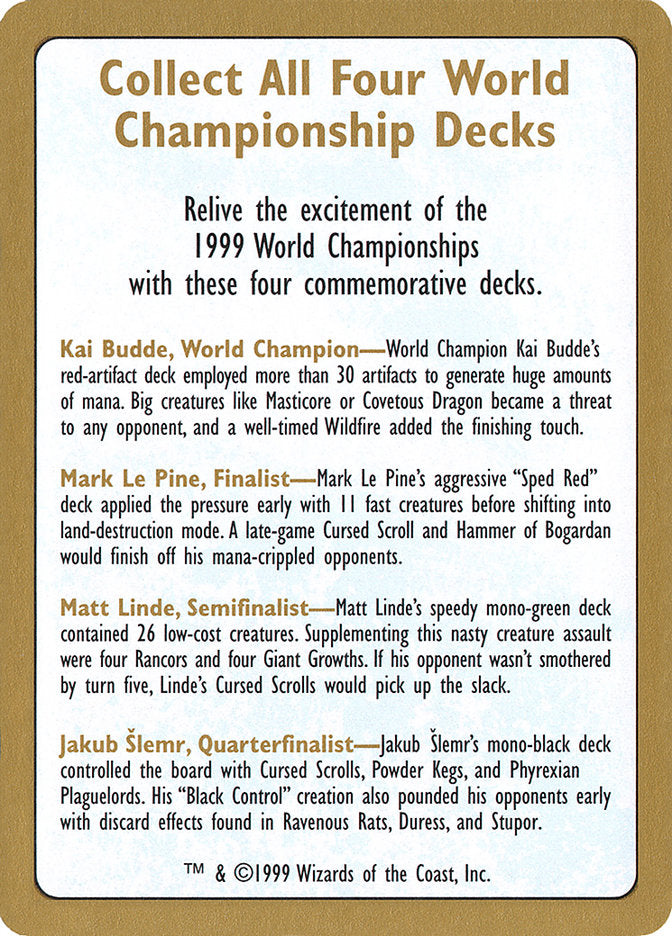 1999 World Championships Ad [World Championship Decks 1999] | Gear Gaming Fayetteville