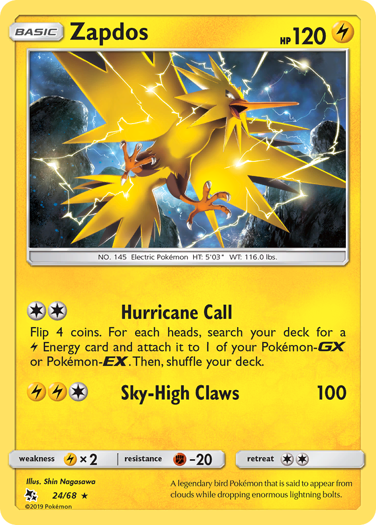 Zapdos (24/68) [Sun & Moon: Hidden Fates] | Gear Gaming Fayetteville