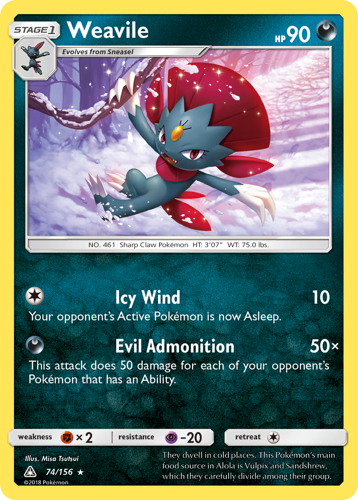 Weavile (74/156) [Sun & Moon: Ultra Prism] | Gear Gaming Fayetteville