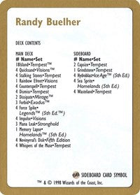 1998 Randy Buehler Decklist Card [World Championship Decks] | Gear Gaming Fayetteville