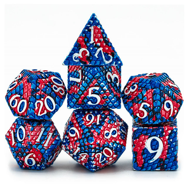 Udixi Dragon Scale Metal Dice - Red/Blue | Gear Gaming Fayetteville