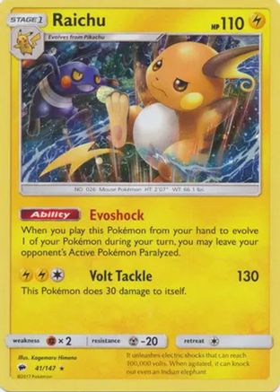 Raichu (41/147) (Cosmos Holo) [Sun & Moon: Burning Shadows] | Gear Gaming Fayetteville