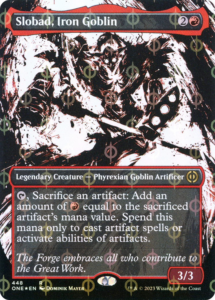 Slobad, Iron Goblin (Borderless Ichor Step-and-Compleat Foil) [Phyrexia: All Will Be One] | Gear Gaming Fayetteville