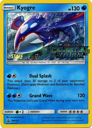 Kyogre (SM129) (Staff Prerelease Promo) [Sun & Moon: Black Star Promos] | Gear Gaming Fayetteville