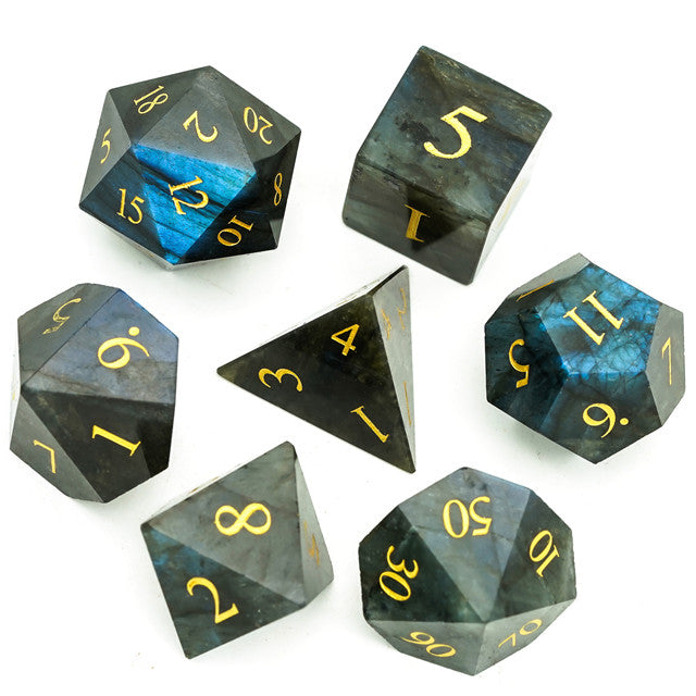 Natural Labradorite Gemstone Dice Set | Gear Gaming Fayetteville
