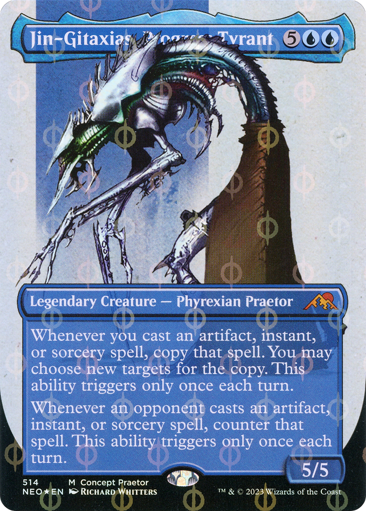 Jin-Gitaxias, Progress Tyrant (Borderless Concept Praetors Step-and-Compleat Foil) [Phyrexia: All Will Be One] | Gear Gaming Fayetteville