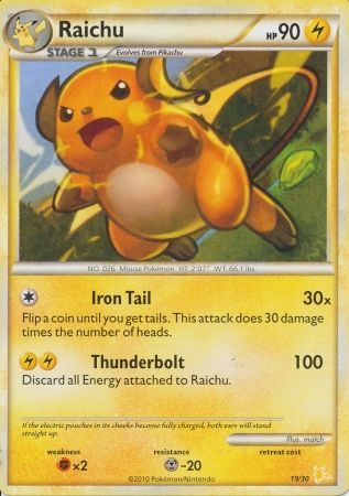 Raichu (19/30) [HeartGold & SoulSilver: Trainer Kit - Raichu] | Gear Gaming Fayetteville