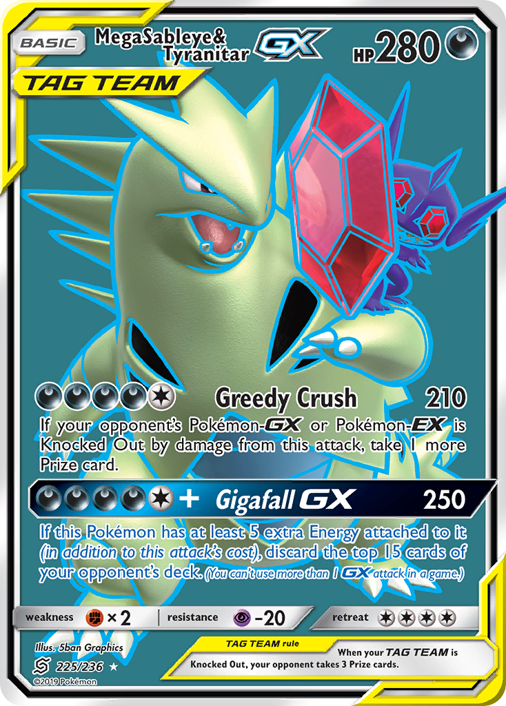 Mega Sableye & Tyranitar GX (225/236) [Sun & Moon: Unified Minds] | Gear Gaming Fayetteville