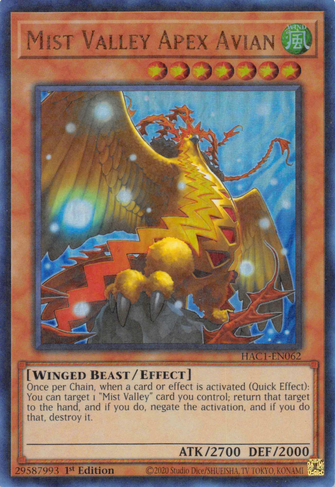 Mist Valley Apex Avian (Duel Terminal) [HAC1-EN062] Parallel Rare | Gear Gaming Fayetteville