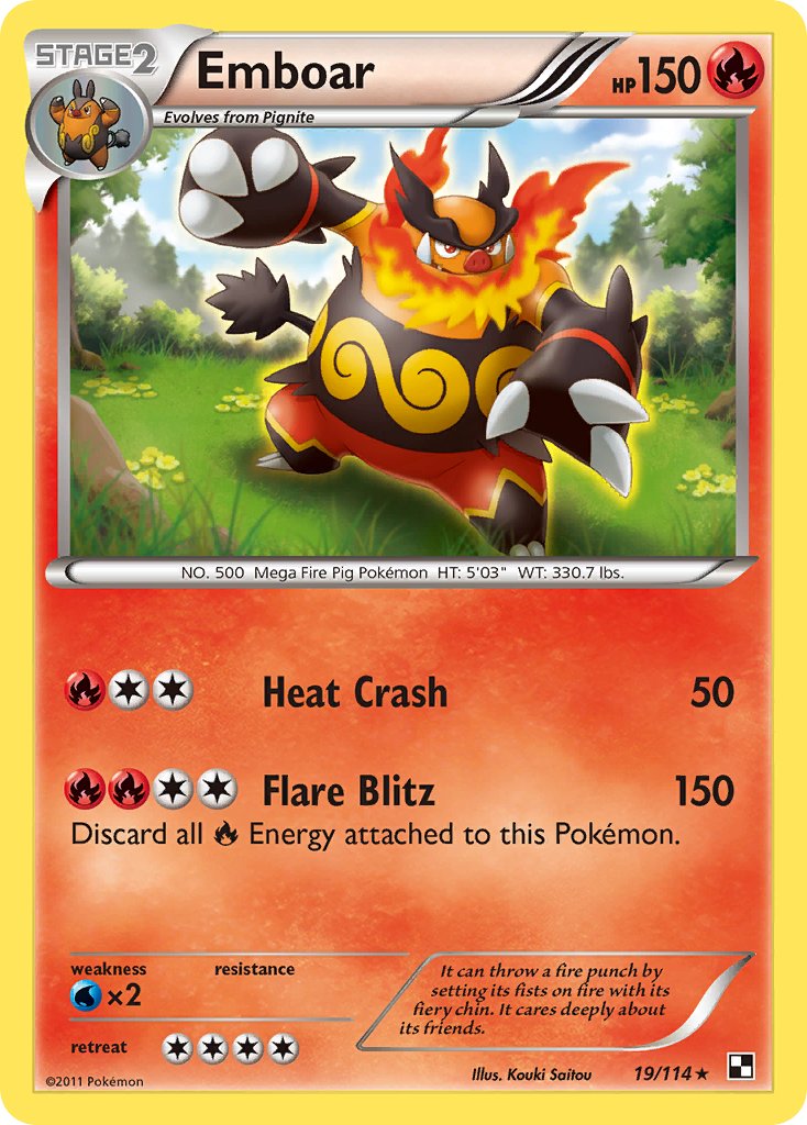 Emboar (19/114) (Cracked Ice Holo) (Theme Deck Exclusive) [Black & White: Base Set] | Gear Gaming Fayetteville