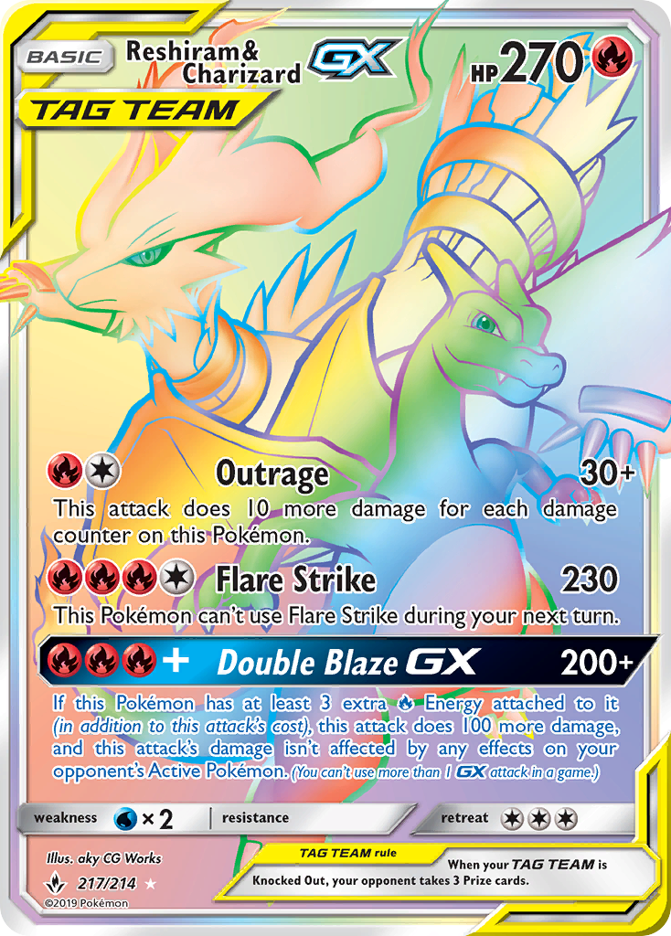 Reshiram & Charizard GX (217/214) [Sun & Moon: Unbroken Bonds] | Gear Gaming Fayetteville