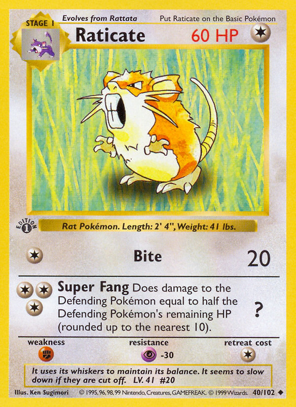 Raticate (40/102) (Shadowless) [Base Set 1st Edition] | Gear Gaming Fayetteville