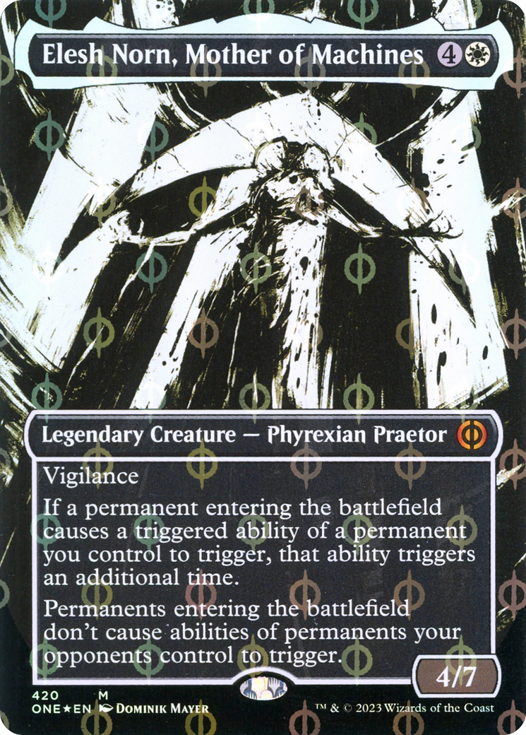 Elesh Norn, Mother of Machines (Borderless Ichor Step-and-Compleat Foil) [Phyrexia: All Will Be One] | Gear Gaming Fayetteville