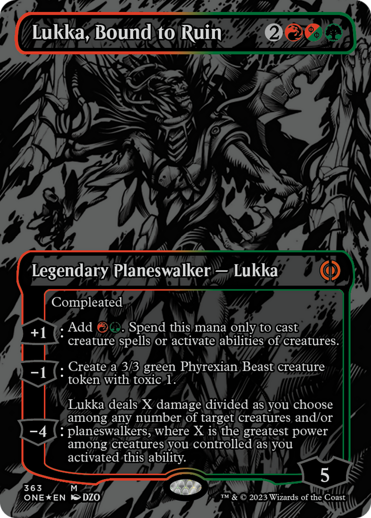 Lukka, Bound to Ruin (Oil Slick Raised Foil) [Phyrexia: All Will Be One] | Gear Gaming Fayetteville