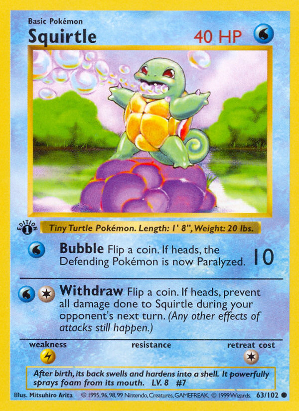 Squirtle (63/102) (Shadowless) [Base Set 1st Edition] | Gear Gaming Fayetteville