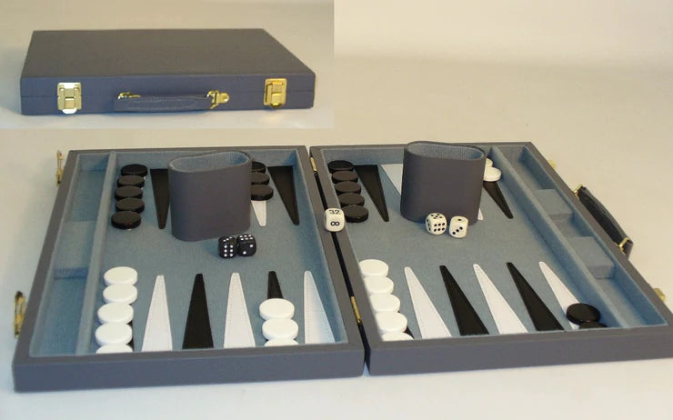 15 Inch Grey Vinyl Backgammon Set | Gear Gaming Fayetteville