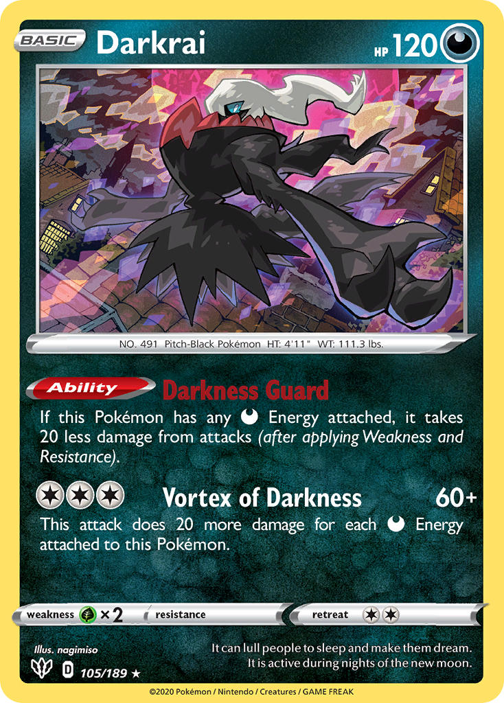 Darkrai (105/189) (Theme Deck Exclusive) [Sword & Shield: Darkness Ablaze] | Gear Gaming Fayetteville