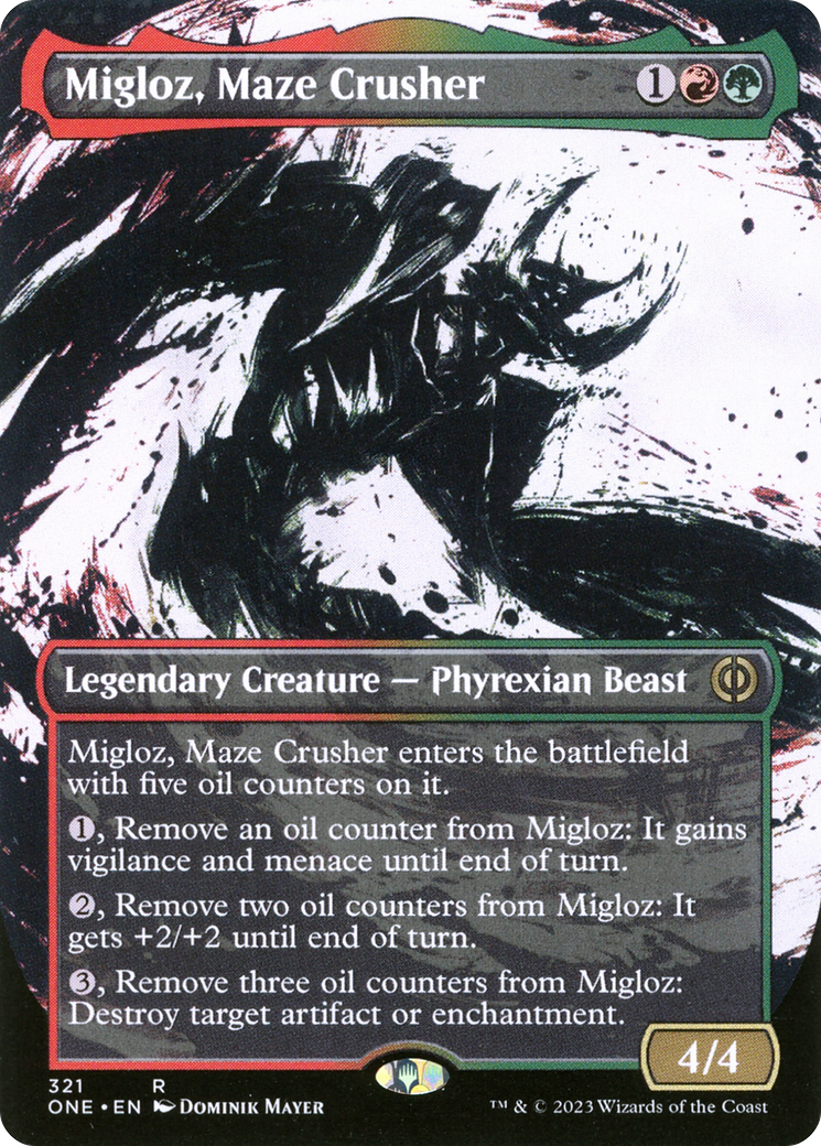 Migloz, Maze Crusher (Borderless Ichor) [Phyrexia: All Will Be One] | Gear Gaming Fayetteville