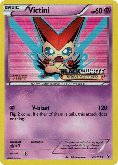 Victini (43/101) (Staff Prerelease Promo) [Black & White: Black Star Promos] | Gear Gaming Fayetteville