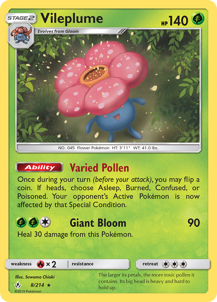 Vileplume (8/214) [Sun & Moon: Unbroken Bonds] | Gear Gaming Fayetteville