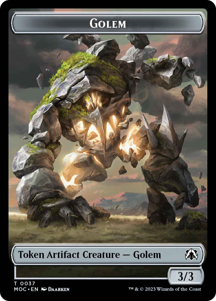 Golem // Clue Double-Sided Token [March of the Machine Commander Tokens] | Gear Gaming Fayetteville