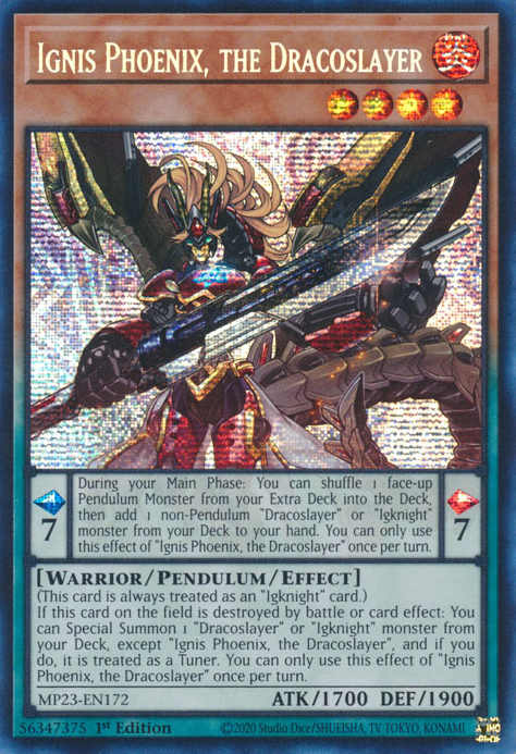 Ignis Phoenix, the Dracoslayer [MP23-EN172] Prismatic Secret Rare | Gear Gaming Fayetteville