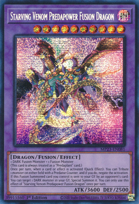 Starving Venom Predapower Fusion Dragon [MP23-EN081] Prismatic Secret Rare | Gear Gaming Fayetteville