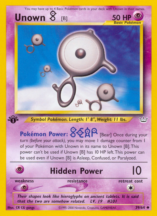 Unown [B] (39/64) [Neo Revelation 1st Edition] | Gear Gaming Fayetteville
