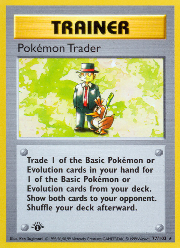 Pokemon Trader (77/102) (Shadowless) [Base Set 1st Edition] | Gear Gaming Fayetteville