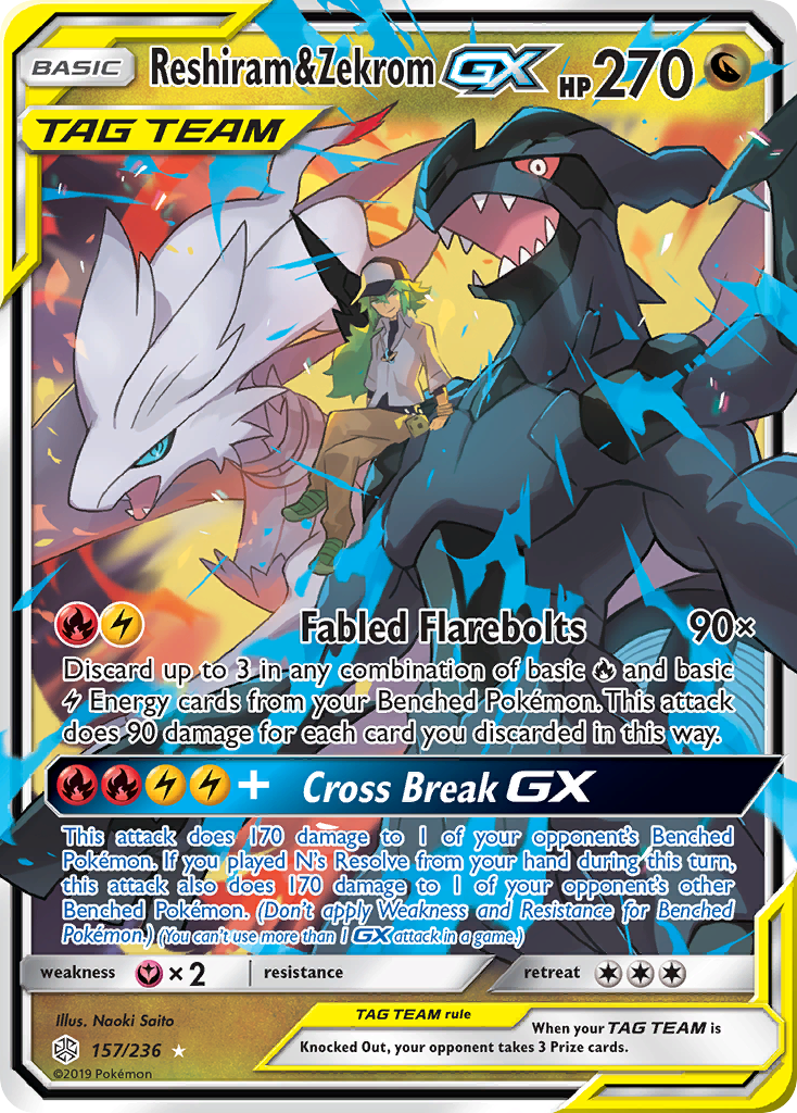 Reshiram & Zekrom GX (157/236) [Sun & Moon: Cosmic Eclipse] | Gear Gaming Fayetteville