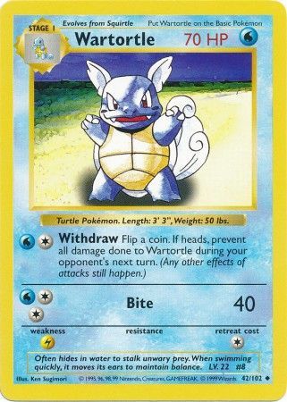 Wartortle (42/102) [Base Set Shadowless Unlimited] | Gear Gaming Fayetteville