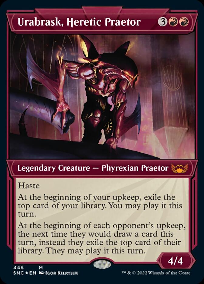 Urabrask, Heretic Praetor (Showcase Art Deco Foil Etched) [Streets of New Capenna] | Gear Gaming Fayetteville