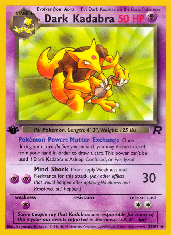 Dark Kadabra (39/82) [Team Rocket 1st Edition] | Gear Gaming Fayetteville