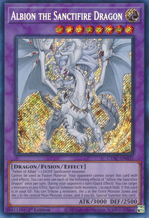 Albion the Sanctifire Dragon [CYAC-EN035] Secret Rare | Gear Gaming Fayetteville