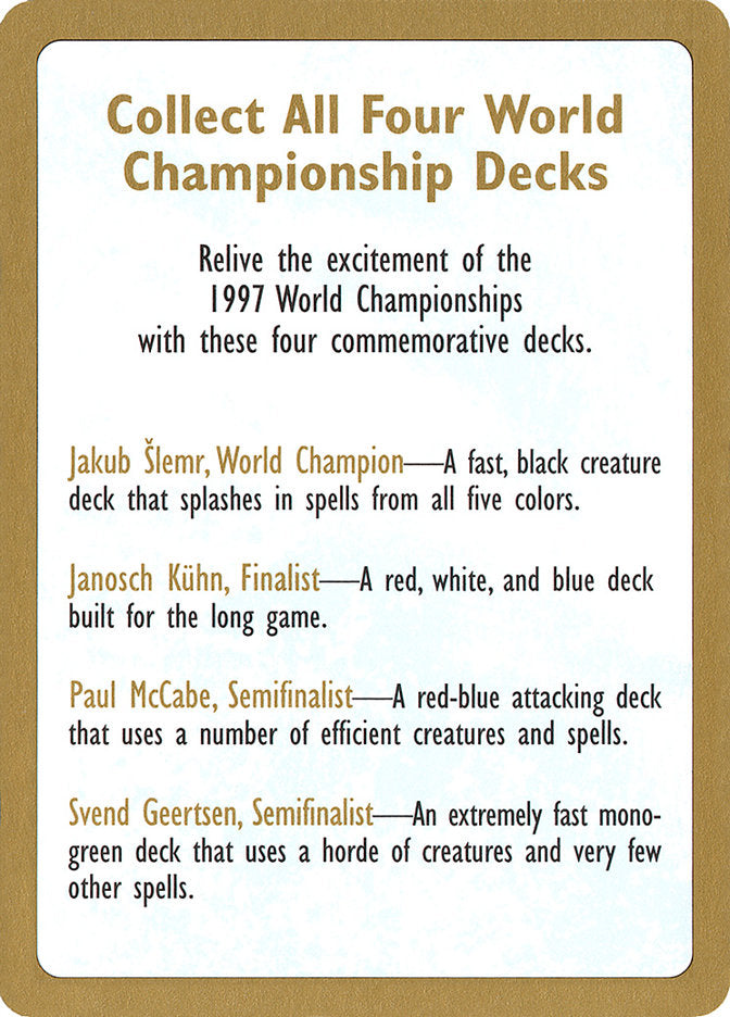 1997 World Championships Ad [World Championship Decks 1997] | Gear Gaming Fayetteville