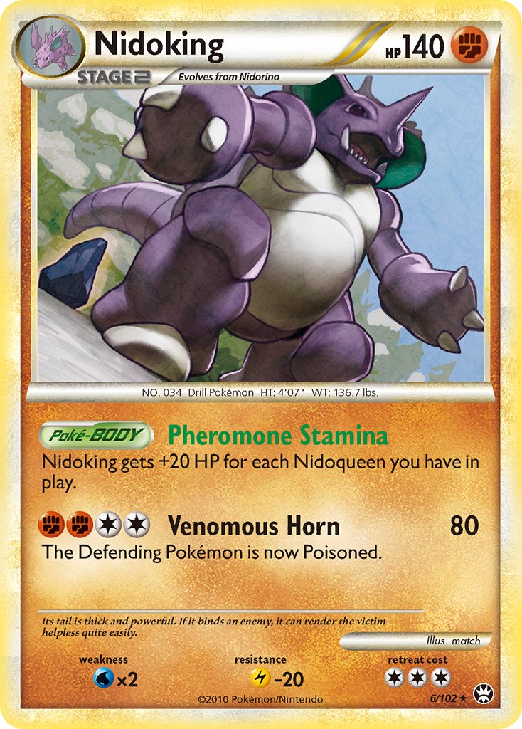 Nidoking (6/102) (Cracked Ice Holo) (Theme Deck Exclusive) [HeartGold & SoulSilver: Triumphant] | Gear Gaming Fayetteville