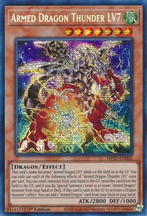 Armed Dragon Thunder LV7 [MP22-EN002] Prismatic Secret Rare | Gear Gaming Fayetteville