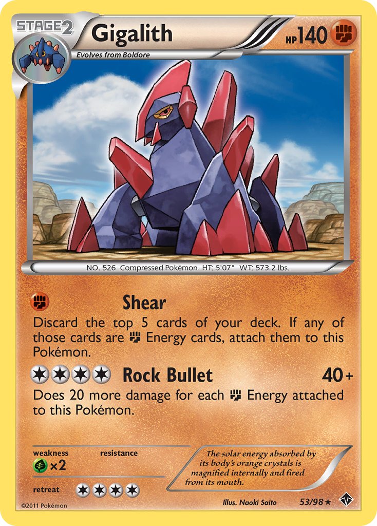 Gigalith (53/98) (Cracked Ice Holo) (Blister Exclusive) [Black & White: Emerging Powers] | Gear Gaming Fayetteville