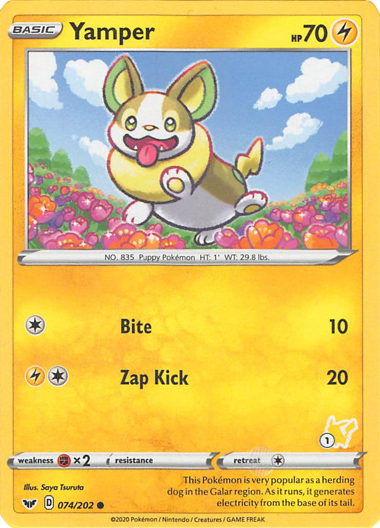 Yamper (074/202) (Pikachu Stamp #1) [Battle Academy 2022] | Gear Gaming Fayetteville