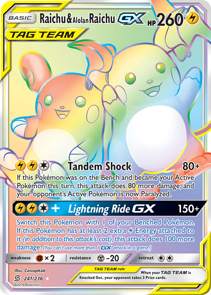 Raichu & Alolan Raichu GX (241/236) [Sun & Moon: Unified Minds] | Gear Gaming Fayetteville