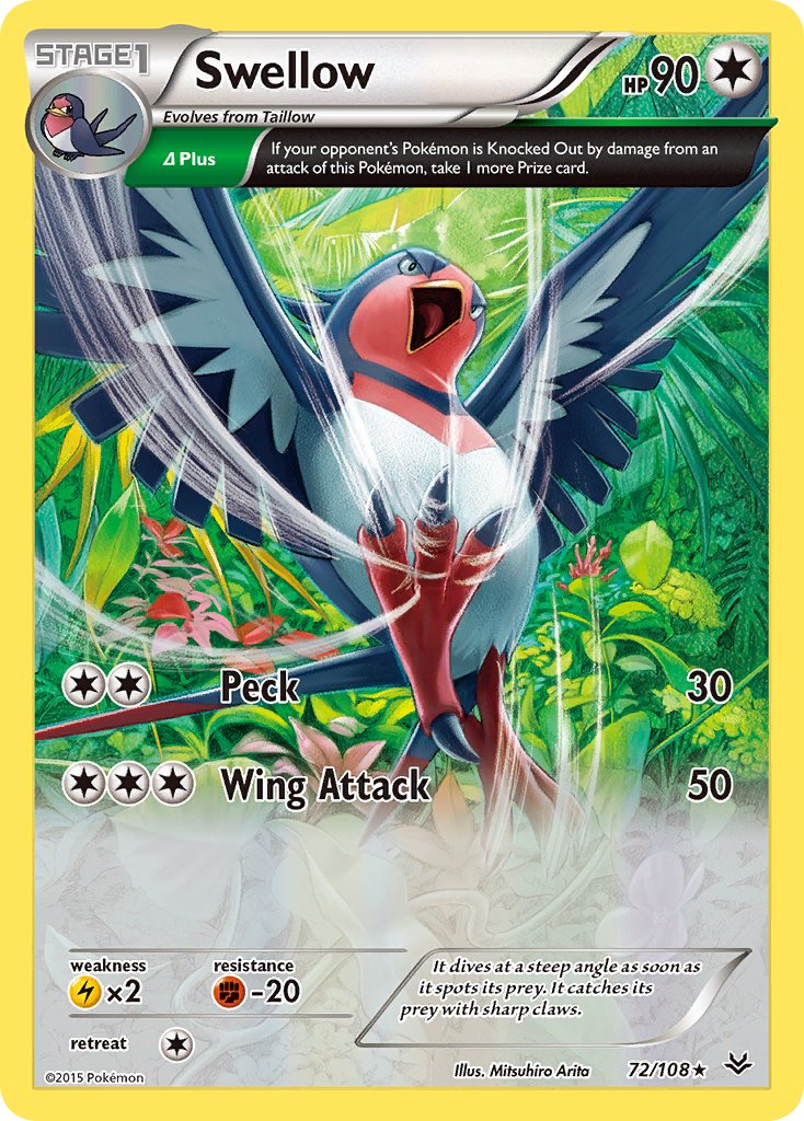 Swellow (72/108) (Theme Deck Exclusive) [XY: Roaring Skies] | Gear Gaming Fayetteville