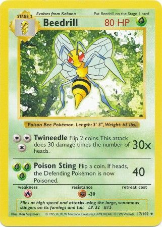 Beedrill (17/102) [Base Set Shadowless Unlimited] | Gear Gaming Fayetteville