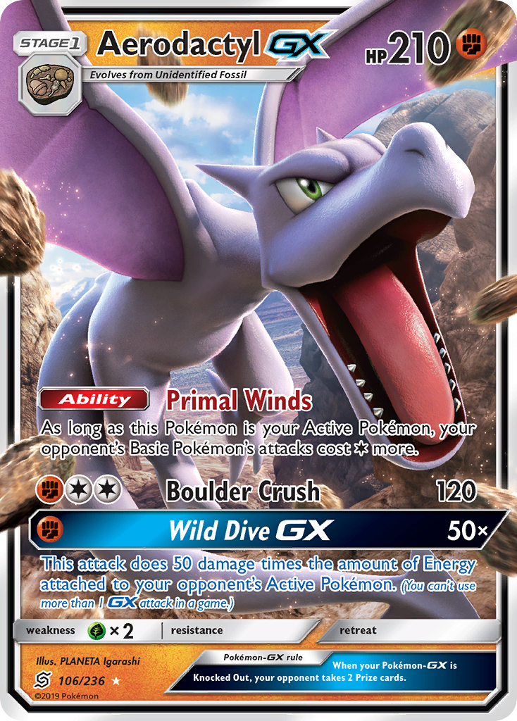 Aerodactyl GX (106/236) [Sun & Moon: Unified Minds] | Gear Gaming Fayetteville