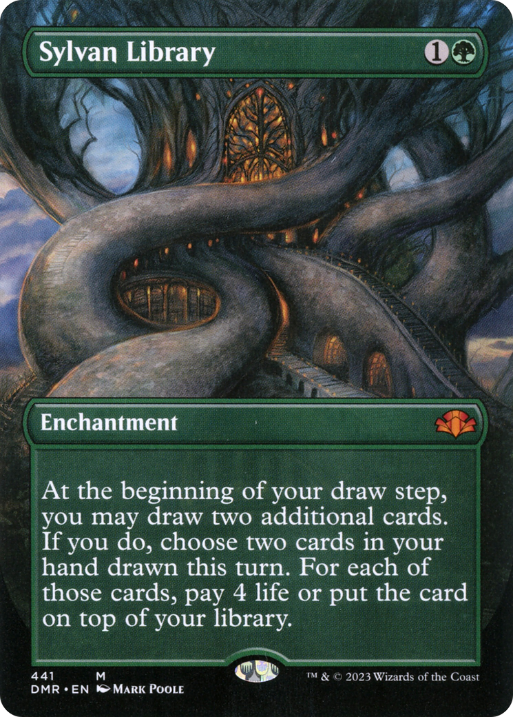 Sylvan Library (Borderless Alternate Art) [Dominaria Remastered] | Gear Gaming Fayetteville